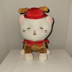 Miniso 12" Reindeer White Cat Kitten Plush Christmas Reindeer Holiday Squishy